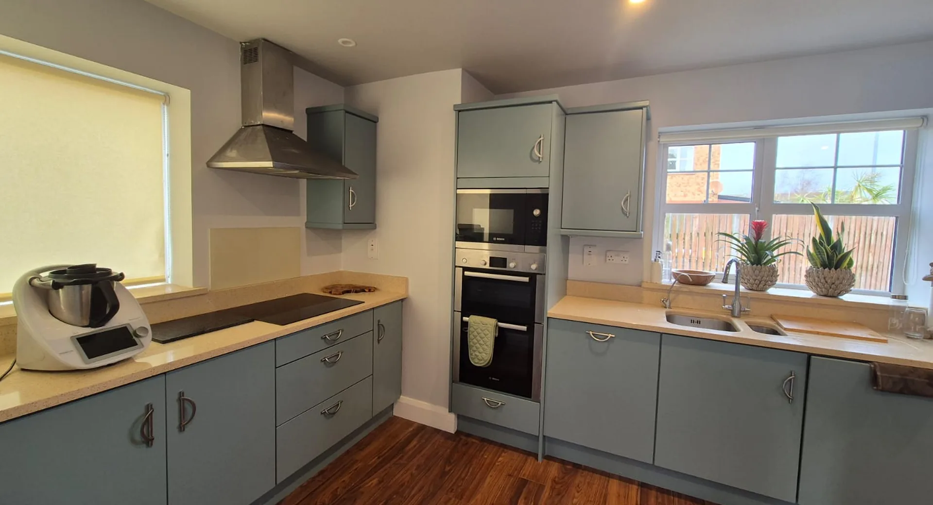 Freshly painted sage-green kitchen by Original Dublin Painter