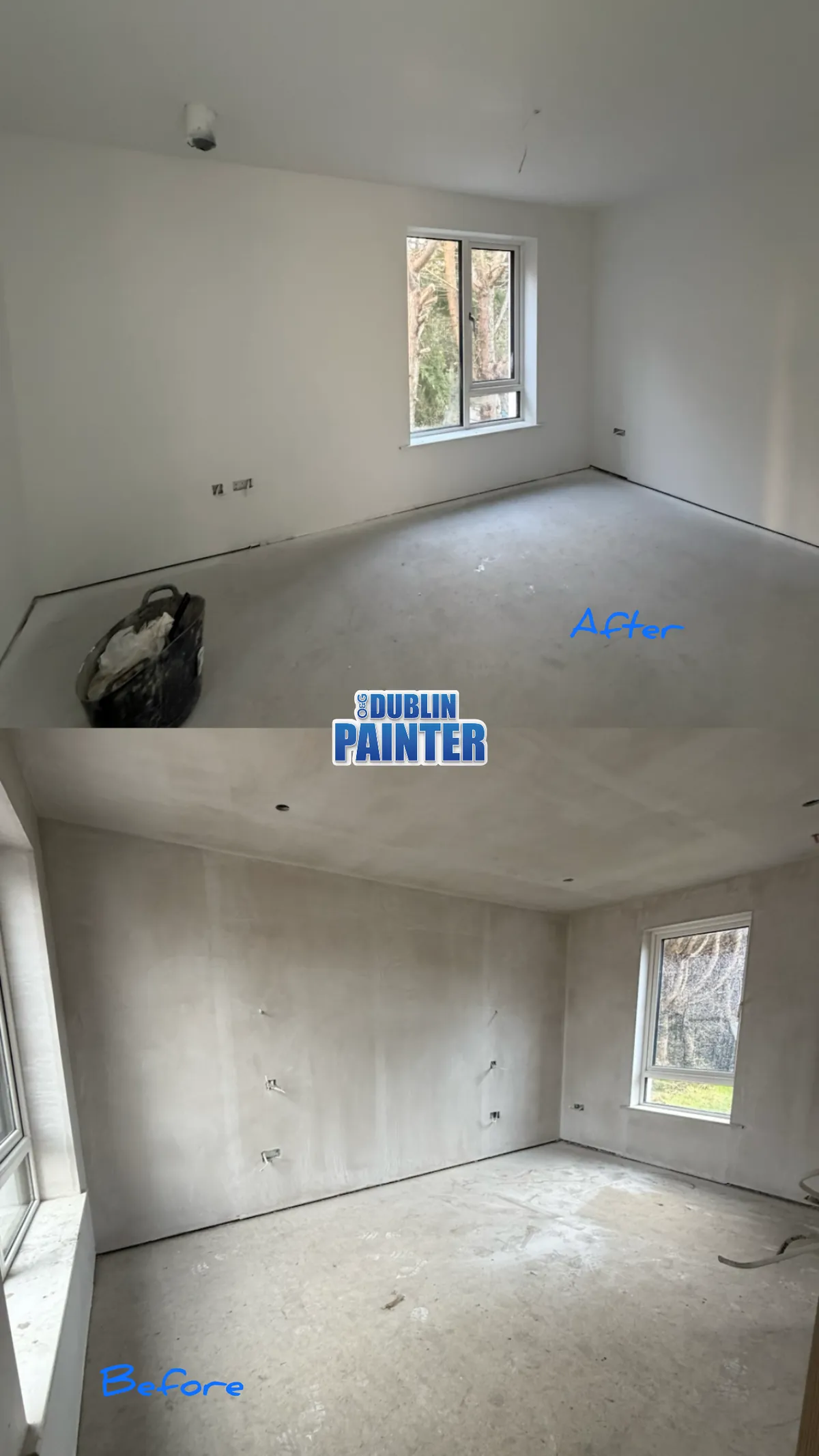 Freshly plastered room ready for painting in Dublin by Original Dublin Painter